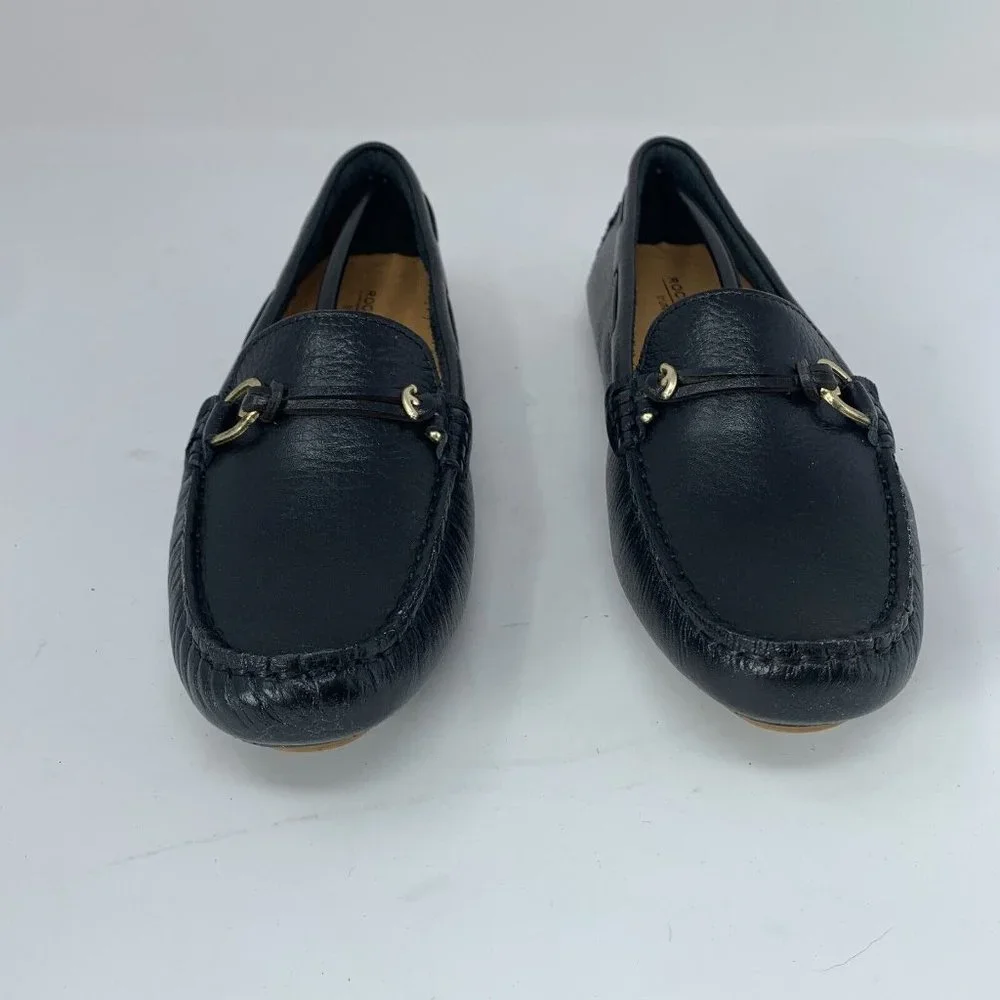 Rockport Bayview CI4772 Loafers Women's 6 Black Leather Casual Moc Slip On‎ 0561